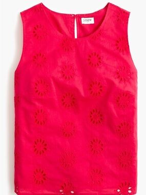 J.Crew Factory Bright Pink Eyelet Cotton Shell Top
